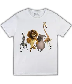 Прикольные футболки: Мадагаскар - группа на белой